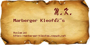 Marberger Kleofás névjegykártya